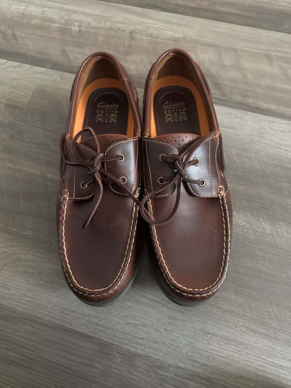 Clarks Men's Active Air Brown Leather 2-Eye Boat Shoes